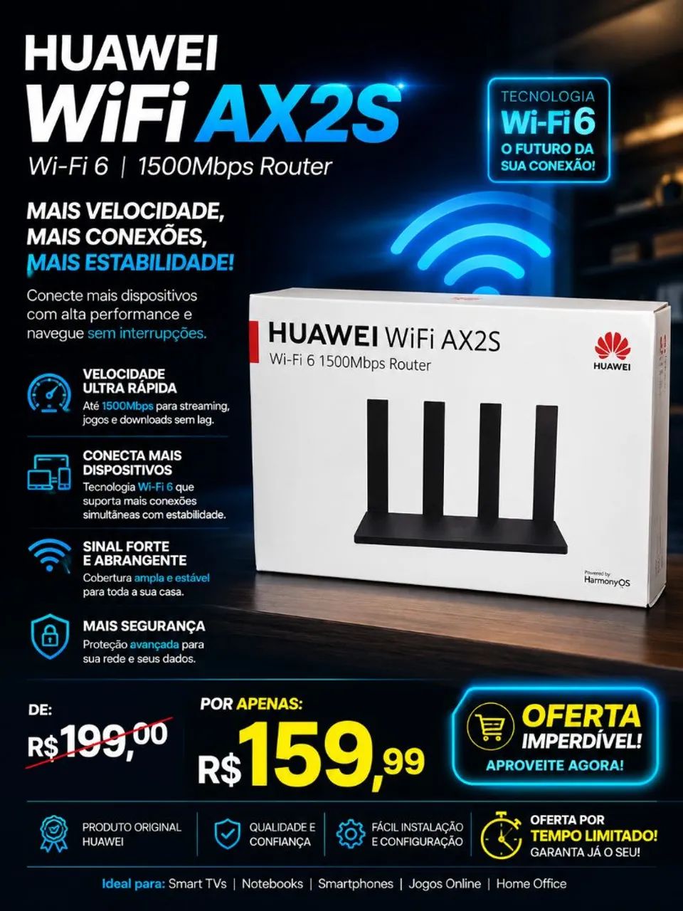 Roteador Huawei WIFI6 AX2S