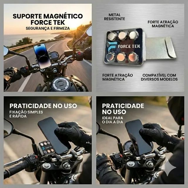 Suporte Celular Magnético 6 Imãs Para Moto - Foto 2