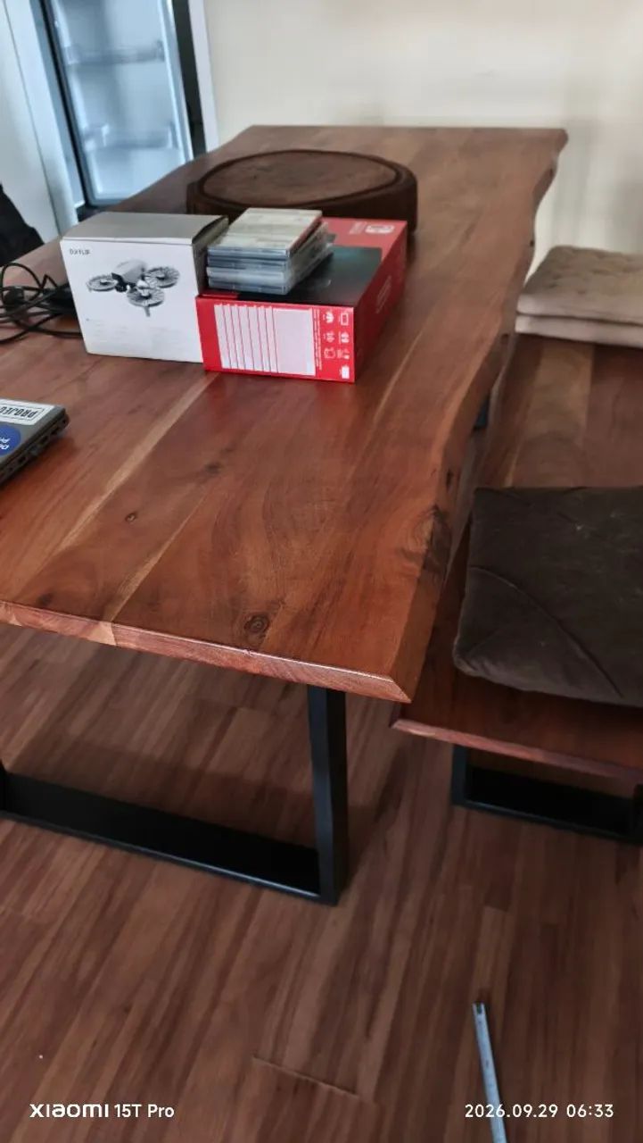 Mesa Madeira Maciça com Banco - Foto 3