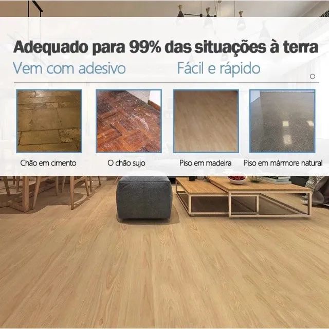 36 Peças de Adesivo de Piso Vinílico 91,4x15,2cm - Removível e Impermeável - Foto 4