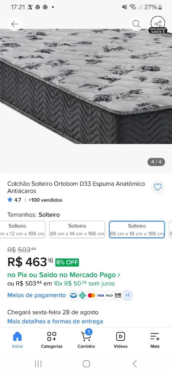 Colchão solteiro espuma D33 Ortobom  - Foto 4