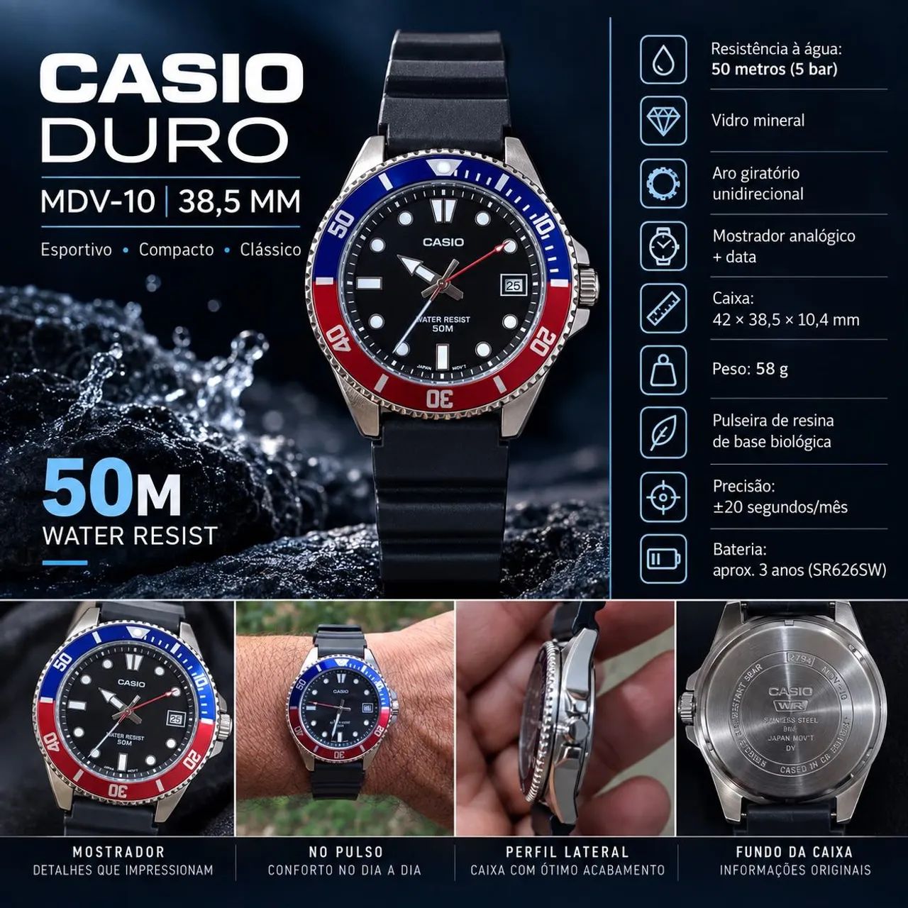Relógio Casio MDV 10 38MM Original