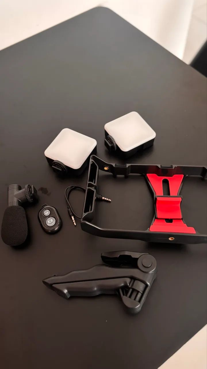 Kit para Gravação / Vídeos - Iluminação + Microfone + Acessórios