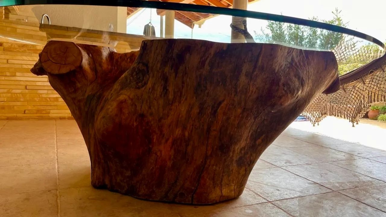 Mesa tronco tampo vidro 10 lugares - Foto 3