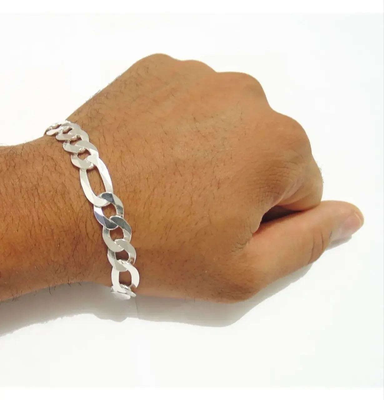 Pulseira prata legítima 925 modelo 3x1 8mm 21cm - Foto 2