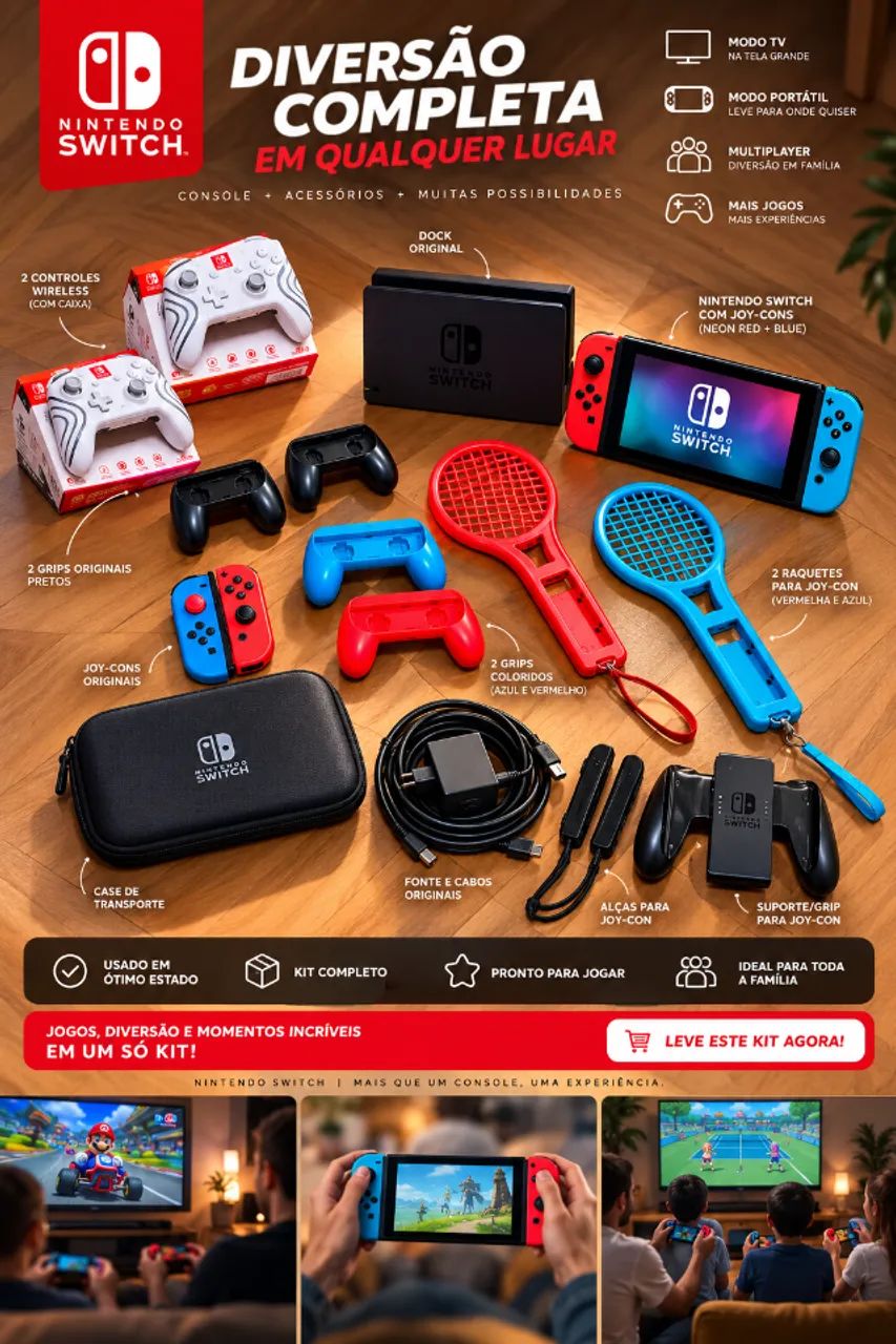 Nitendo Switch Neon Kit Completo - Foto 5