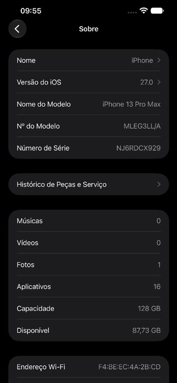 Placa mãe Iphone 13 pro max 128GB com Face ID e Icloud limpo