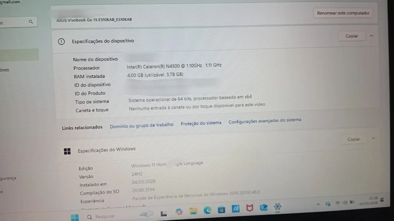 Notebook ASUS Vivobook Go 15 E510KA seminovo - Foto 3