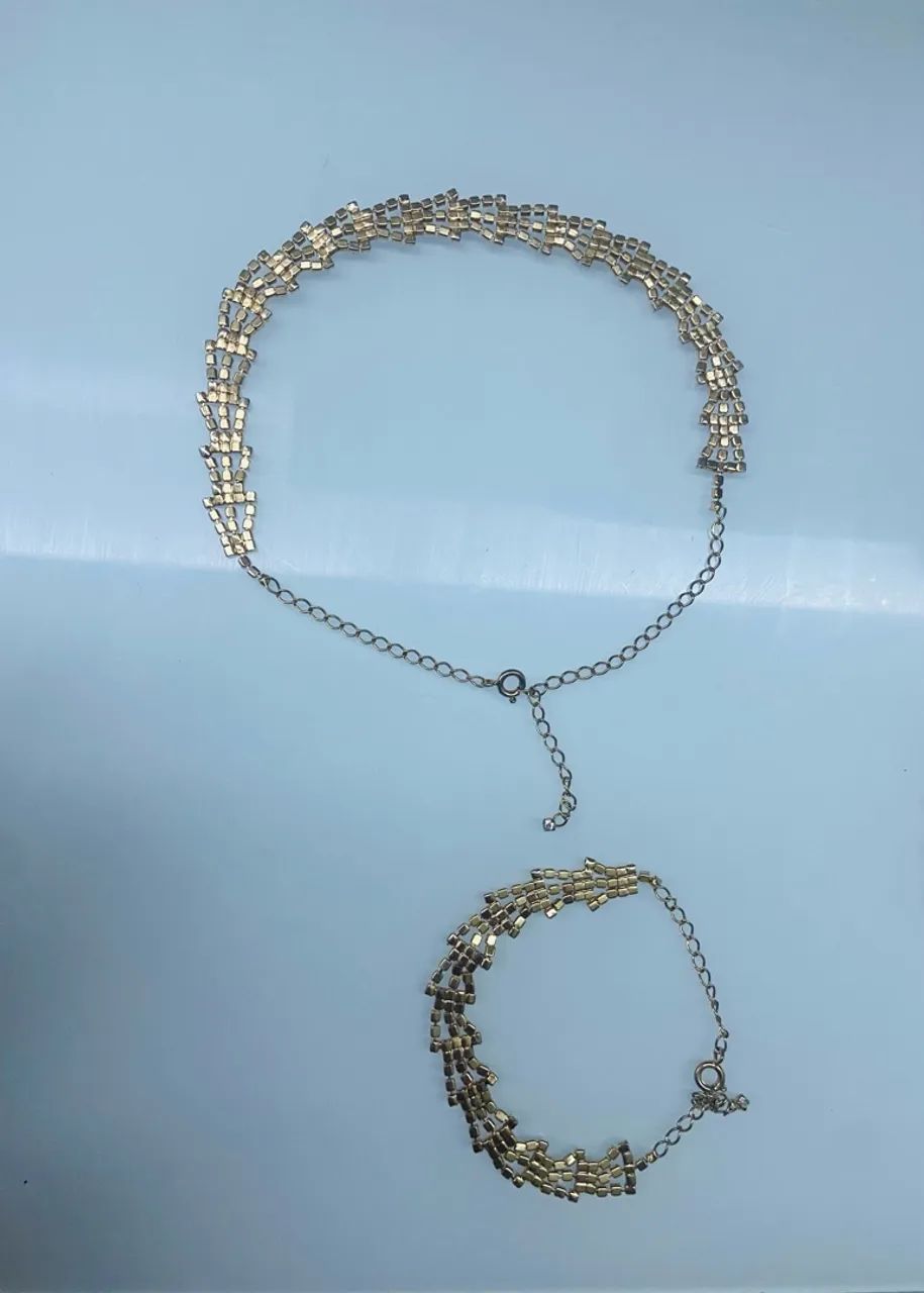 Brinco + Pulseira + Chocker cravejadas - Foto 5