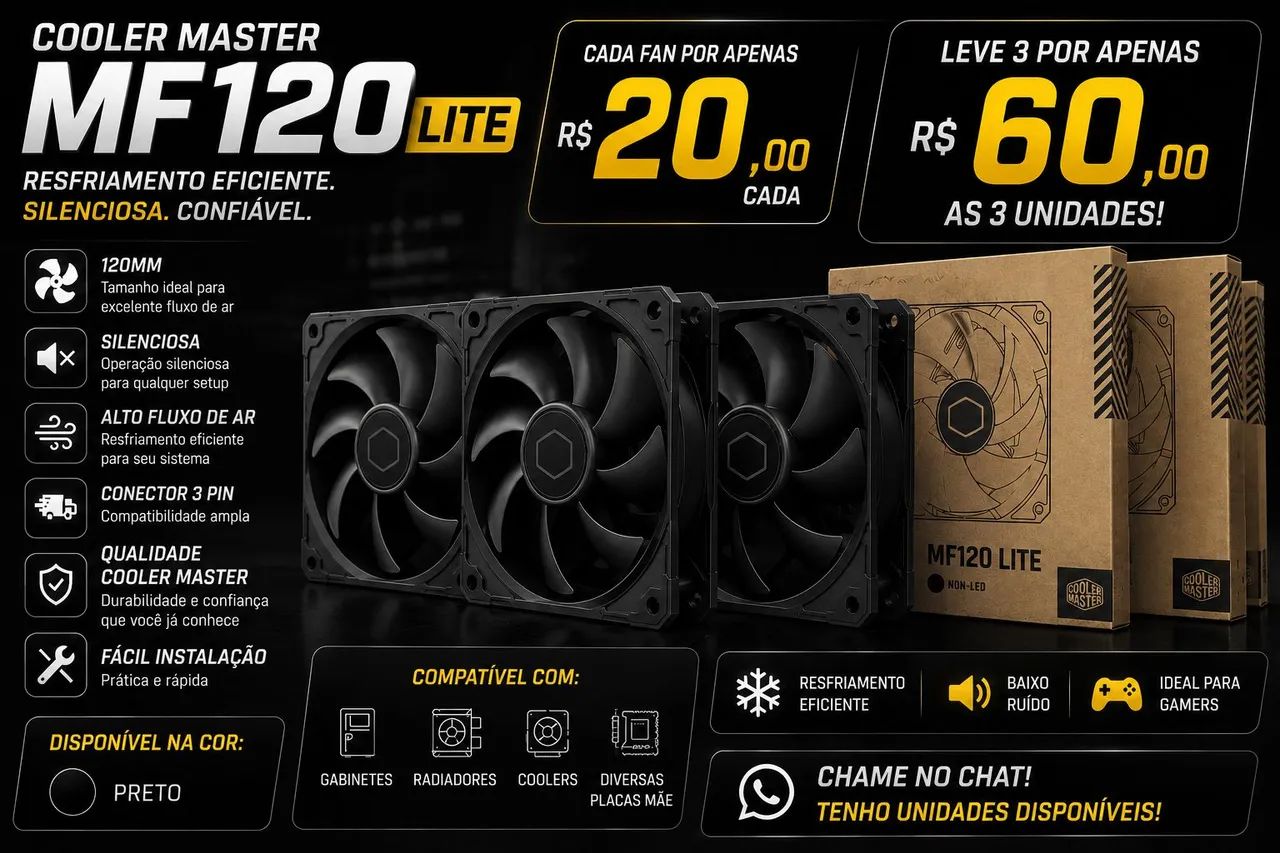 Cooler Master MF120 Lite 120mm FAN PRETA