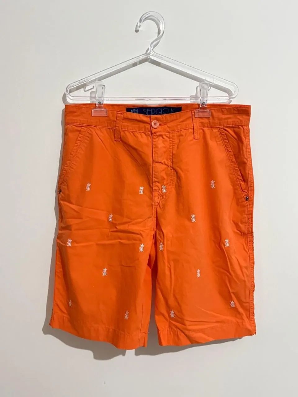 Bermuda Sergio K Masculina Laranja Bordada Original Tam 40