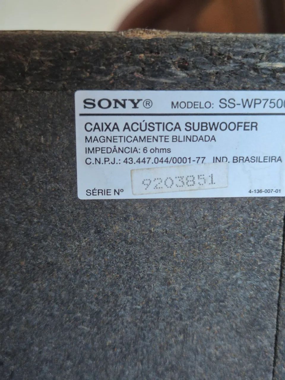 Par subwoofer passivo Sony muteki Ss-wp7500 6 ohms 10 polegadas  - Foto 4