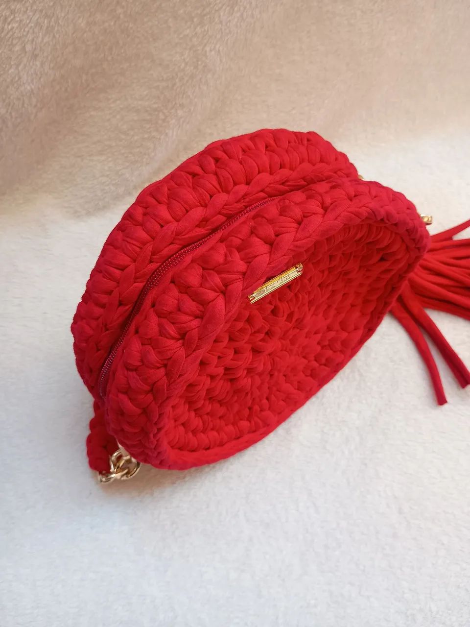 Bolsa de crochê vermelha  - Foto 3