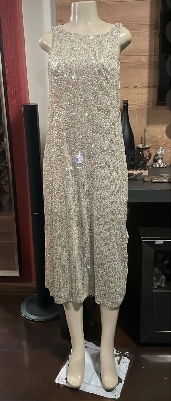 Vestido marfim em paête  - Foto 4