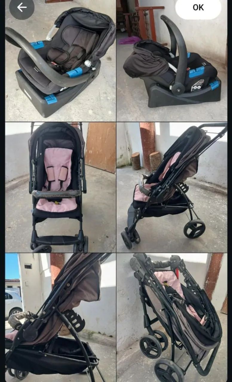 Bebê conforto e carrinho de bebê