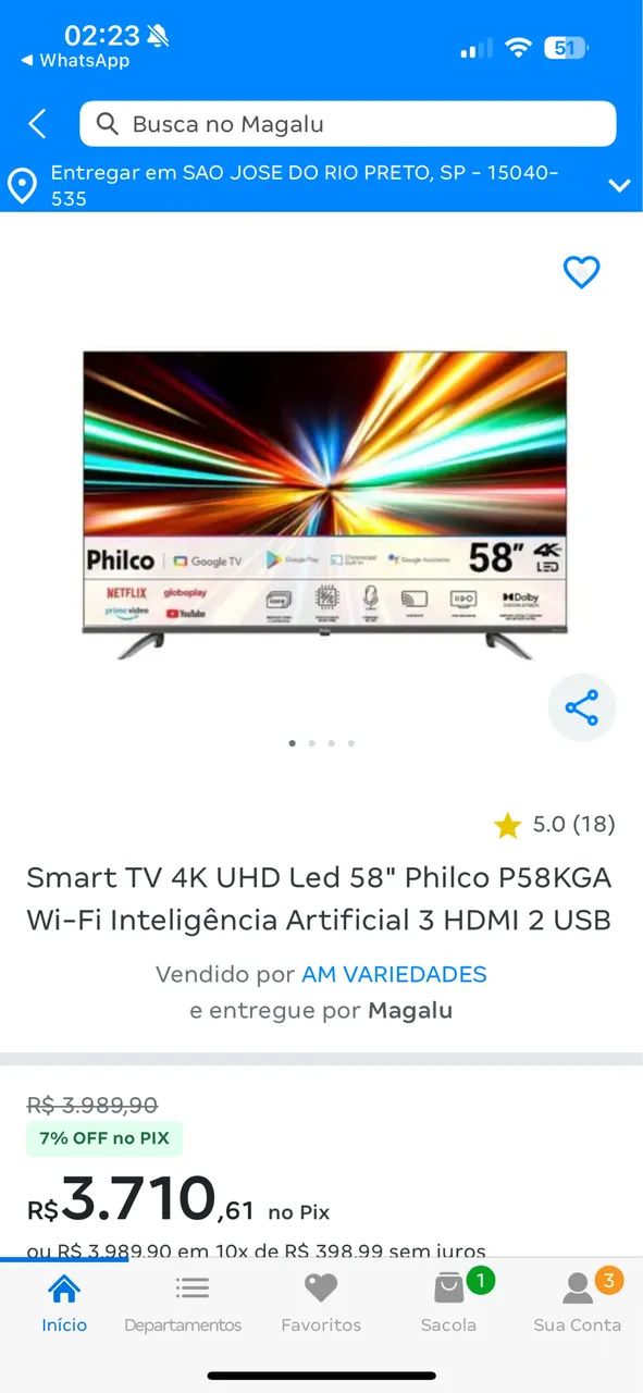 TV 58 polegadas Philco 4K - Foto 3