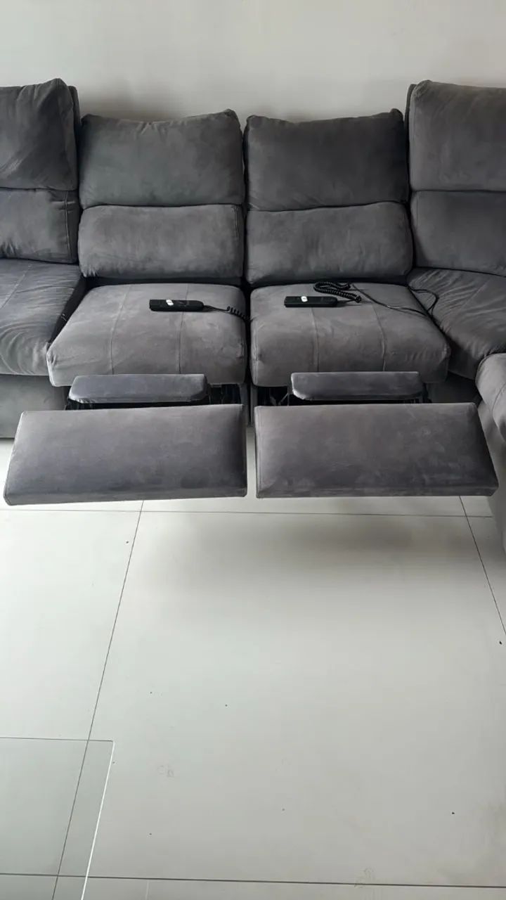 Sofá em L 8 Lugares Retrátil Elétrico (Espuma e Tecido Novos) - Foto 3