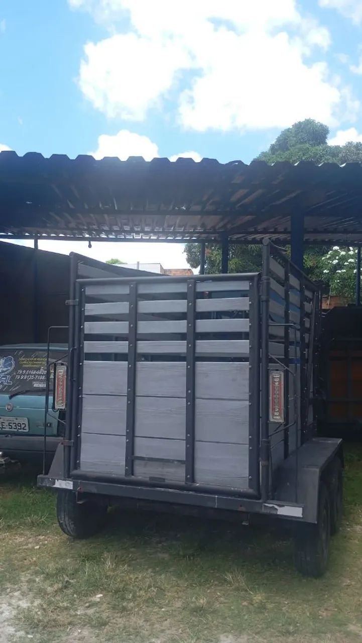 Reboque de dois eixos pra dois cavalos porta lateral 