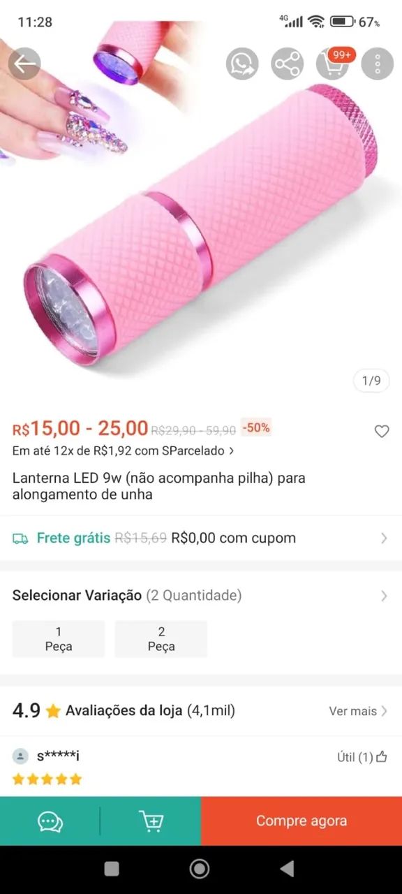 LANTERNA LED 9W PARA ALONGAMENTO DE UNHAS - Foto 4