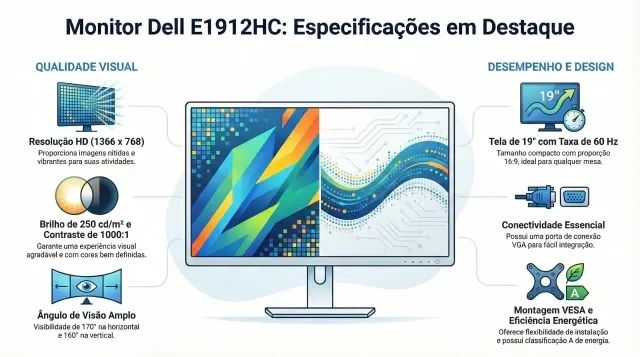 Monitor Lcd 19 Dell E1912hc  (Usado Bom) - Foto 3