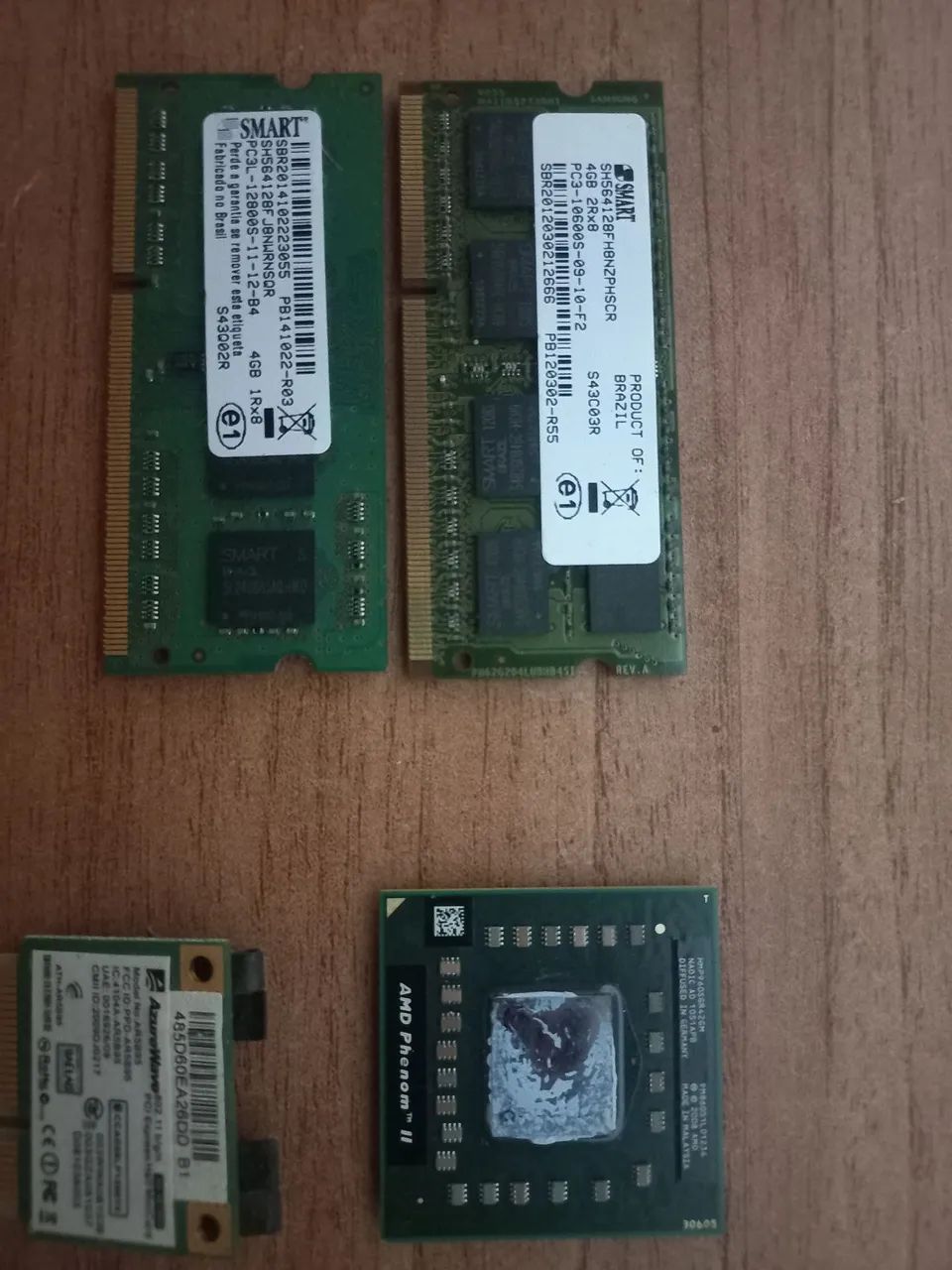 Memória e processador e placa  Wi-Fi 
