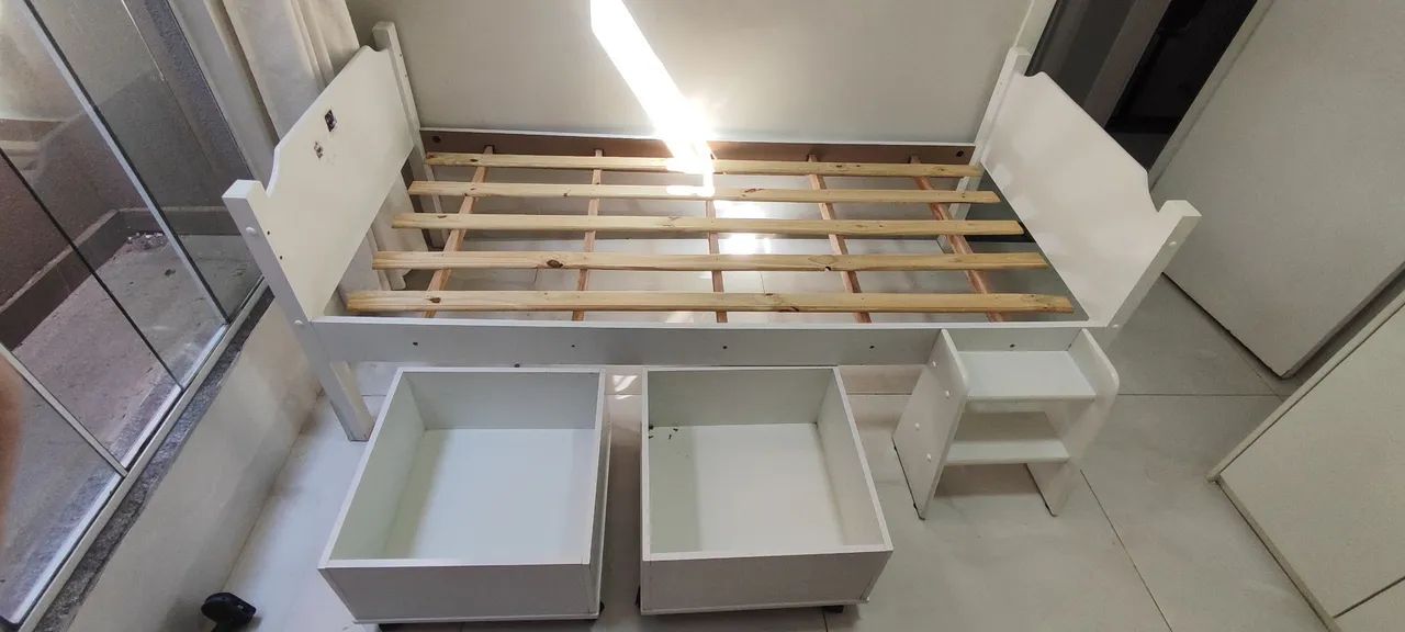Cama de solteiro Infantil MDF BRANCO - Foto 3