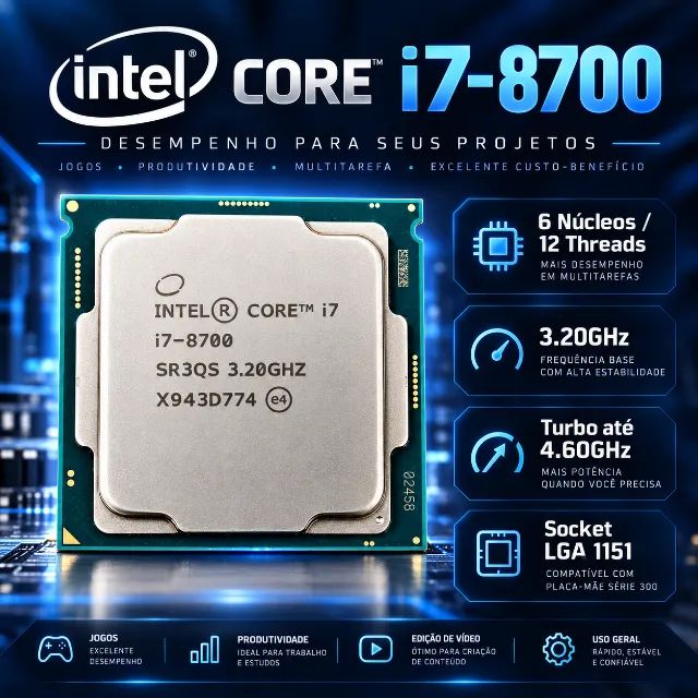 Intel Core i7-8700 8ª Geração | 6 Núcleos 12 Threads | LGA 1151 - Foto 2