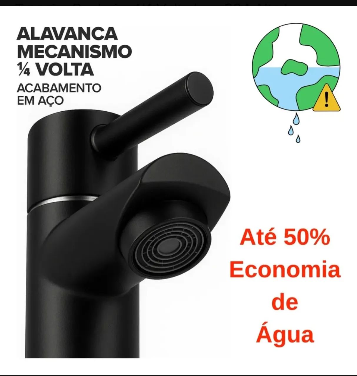 Torneira Banheiro Alta Luxo - Preto Fosco (Matte) Inox 304 - 1/4 de Volta - Foto 3