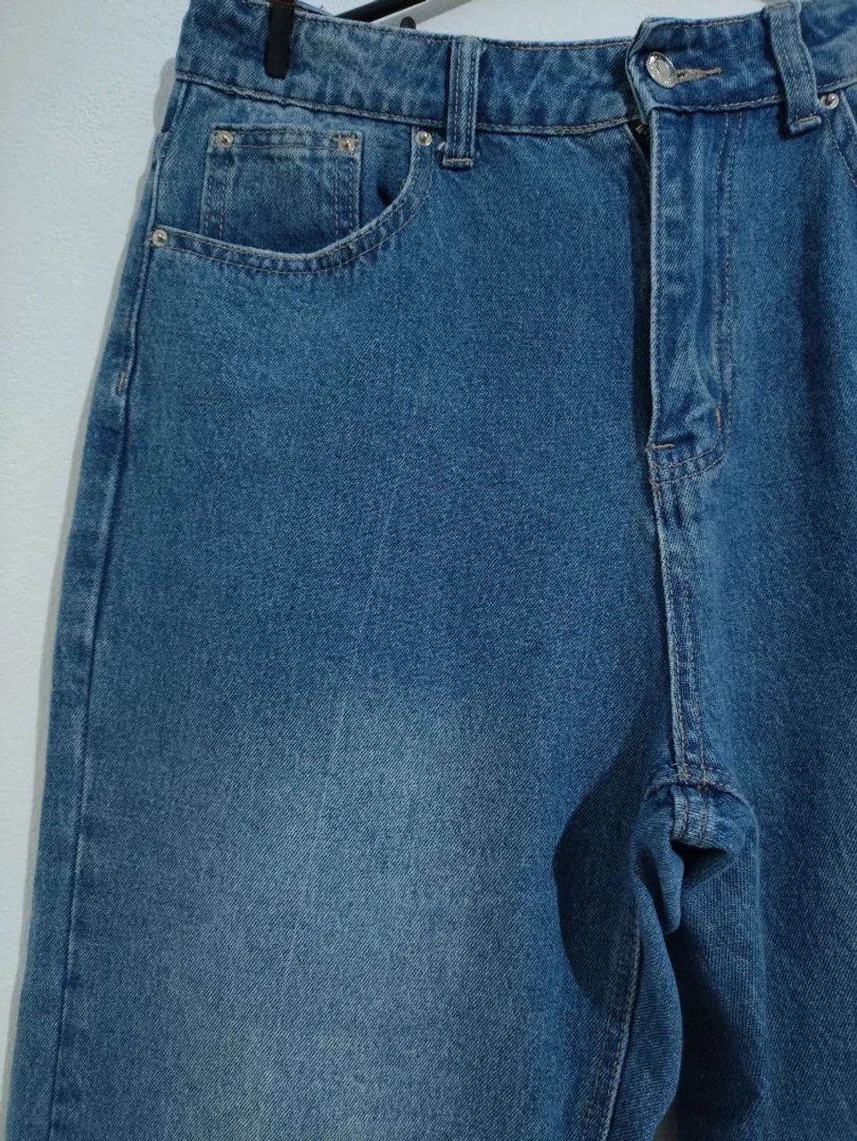 calça reta folgada jeans straight leg mom jeans - Foto 5