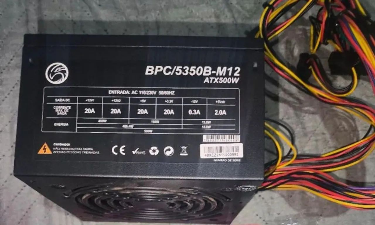 Fonte ATX 500W BPC / 5350B-M12 Bivolt Seletiva (Funcionando)