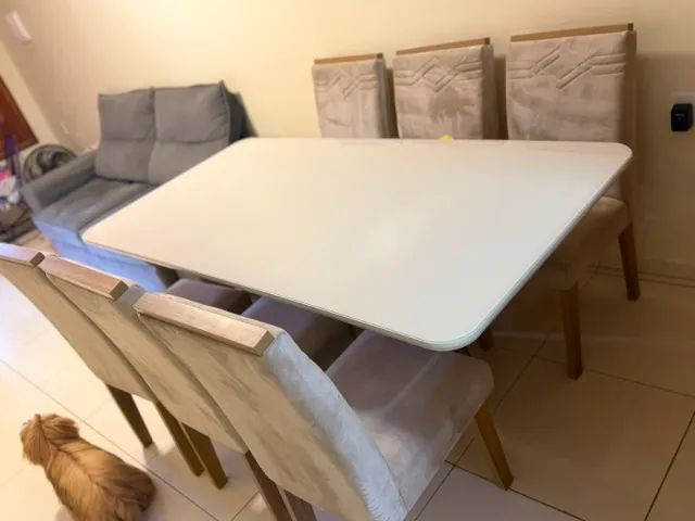 Mesa tampo de vidro com 6 Cadeiras - Foto 2