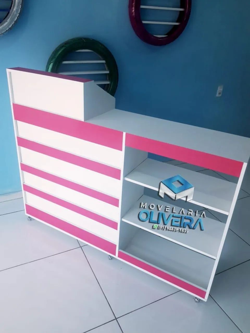 Balcão caixa com vitrine frontal fabricamos diversos modelos e valores movelaria Oliveira  - Foto 3