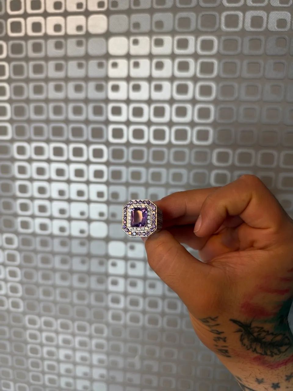 Anel ouro em ametista e diamante  - Foto 4