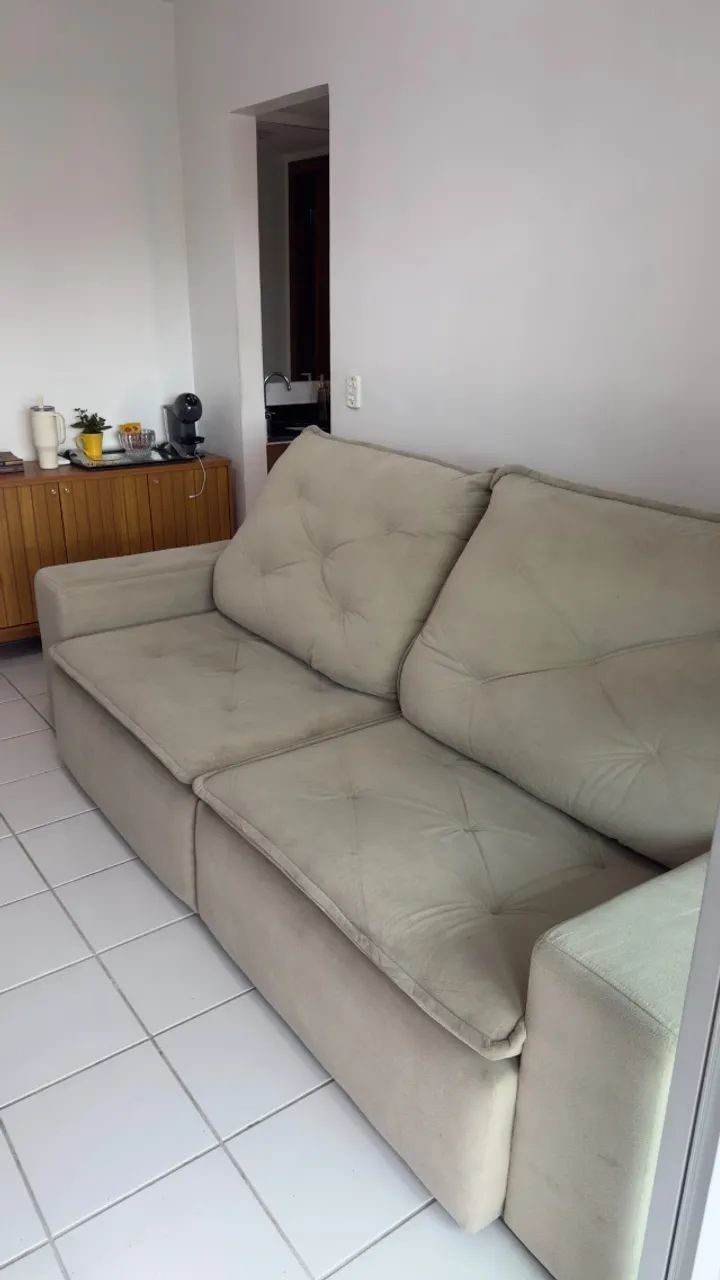 Sofá Retrátil 2,60m Bege, Grande e Confortável - Foto 2