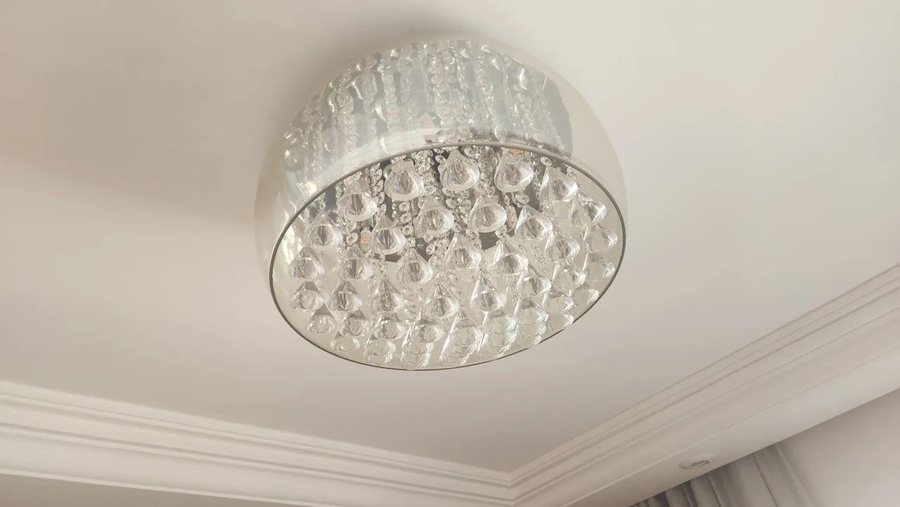 Lustre Cristal e Vidro Champagne 40cm