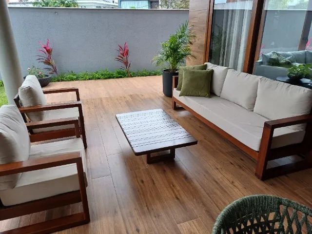 Conjunto de sofá de madeira Ipê  Novo - Foto 5