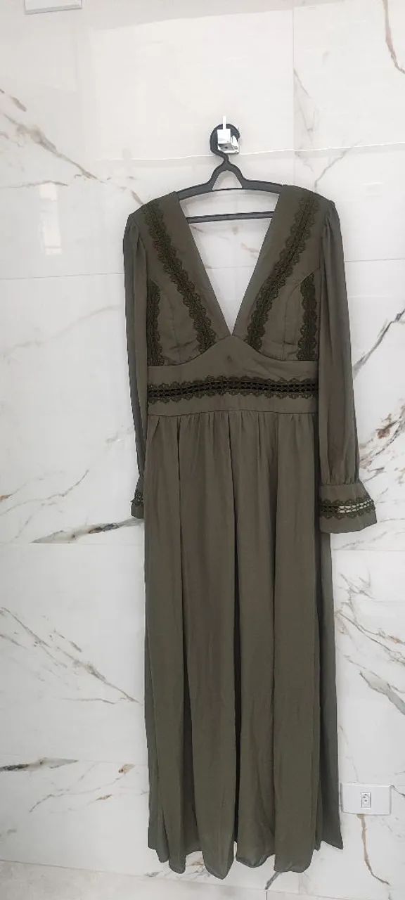 Lindo Vestido Longo Verde Oliva  - Foto 3