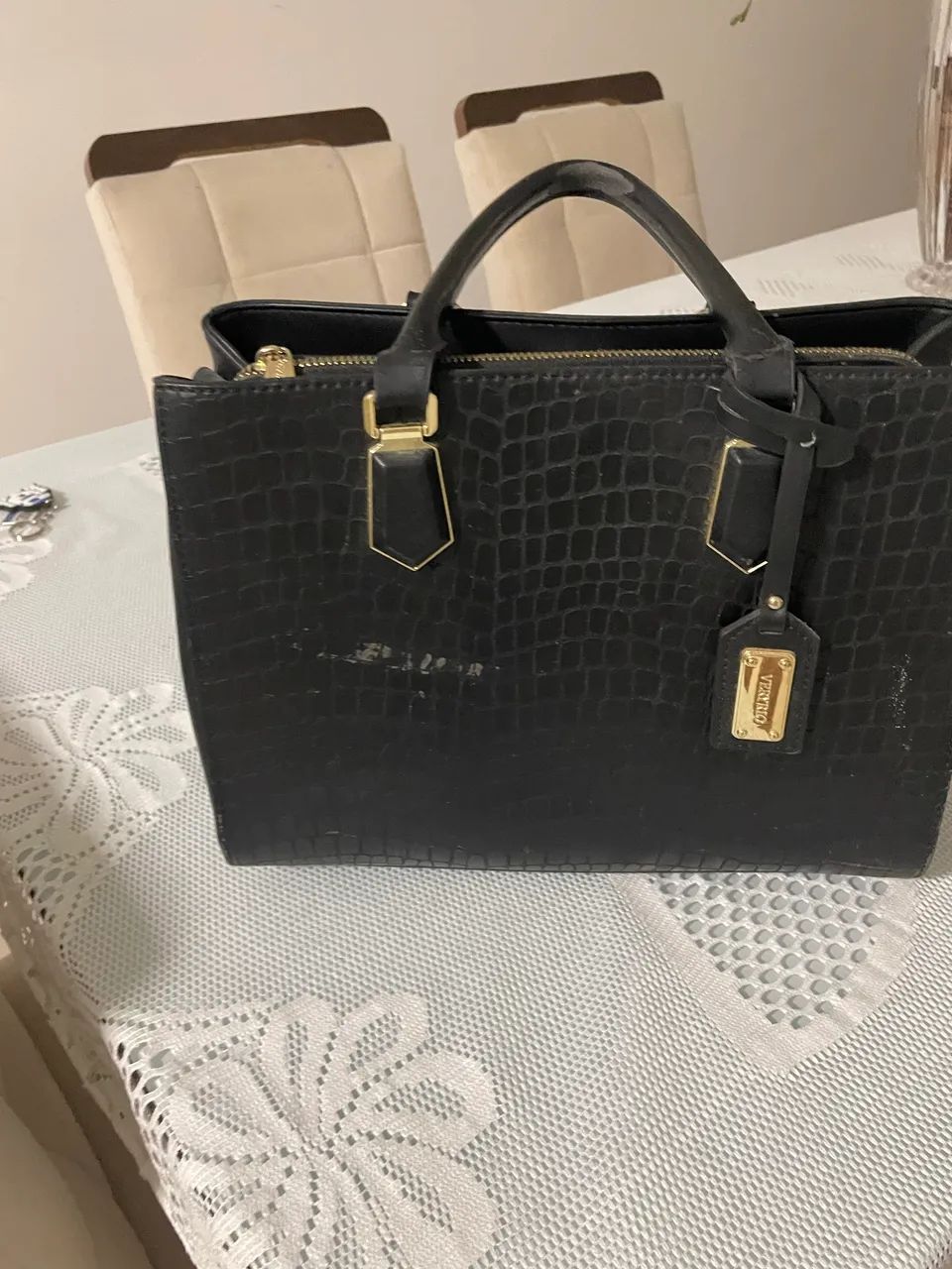 Bolsa feminina couro preta