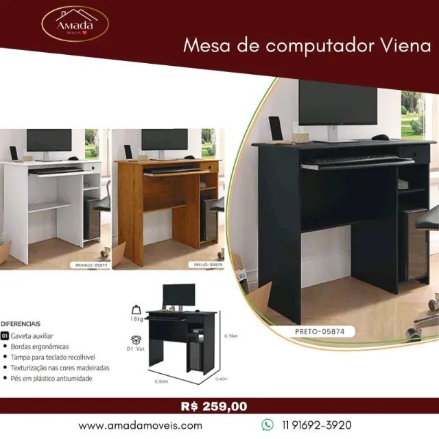Mesa de Computador Viena, a pronta entrega 