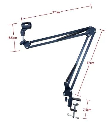 Braço Girafa  Preto para Microfone Mesa 80cm Articulado - Foto 2
