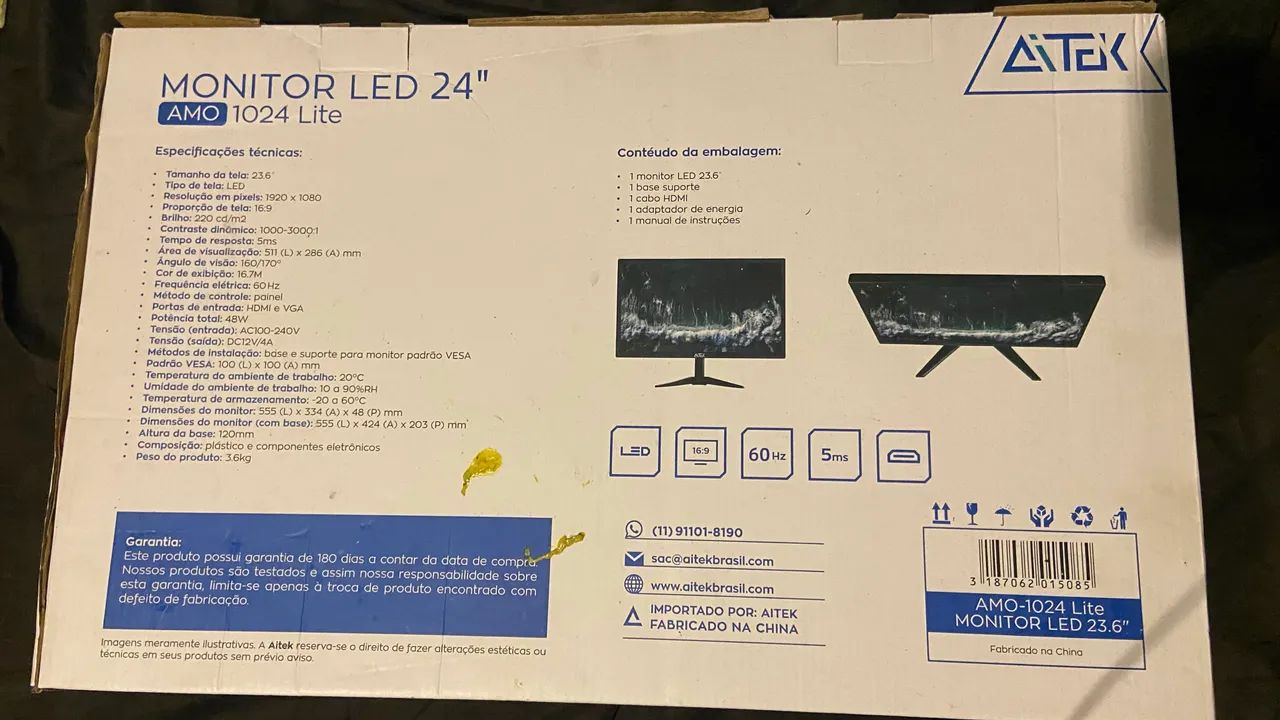 Monitor AOC LED 24" Full HD 60Hz - 5ms - Excelente para PC e Games! - Foto 5