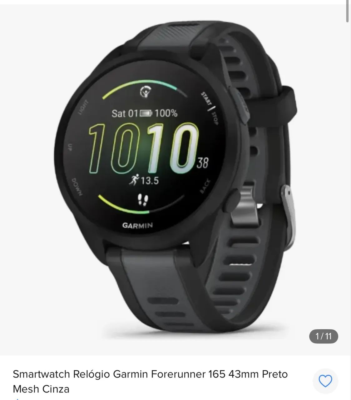 Garmin Forerunner 165 43mm Preto Mesh Cinza - Foto 2
