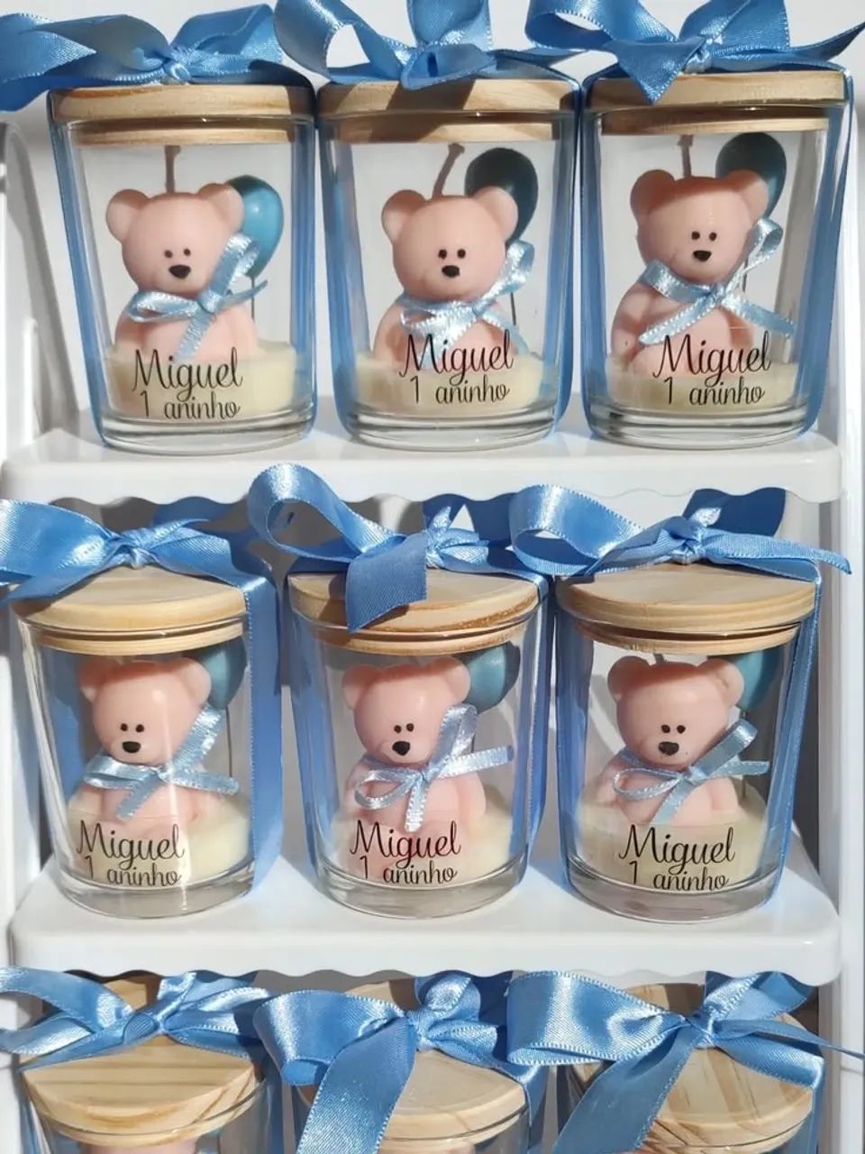 Lembrancinhas copo de vidro 70ml velas aromáticas formato de ursinho - Foto 3
