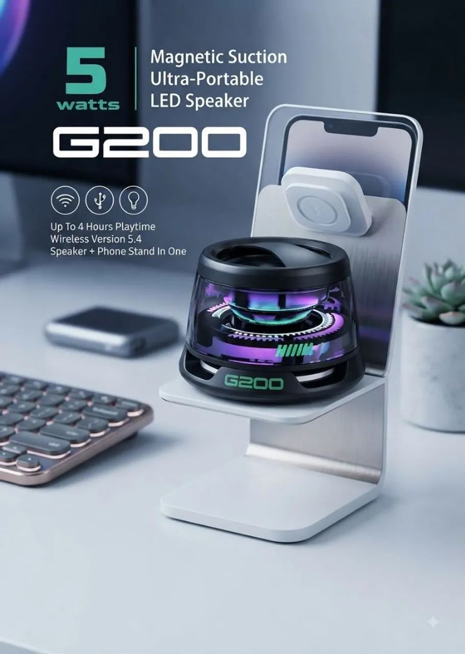 Speaker Bluetooth G200 com Suporte Magnético para Celular - 5W