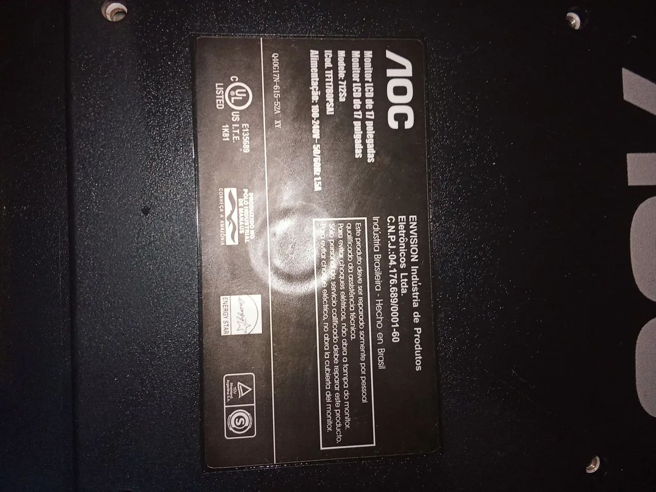 MONITOR AOC 17 POLEGADAS COM ADAPTADOR!!! O preço do produto é negociável!! - Foto 3
