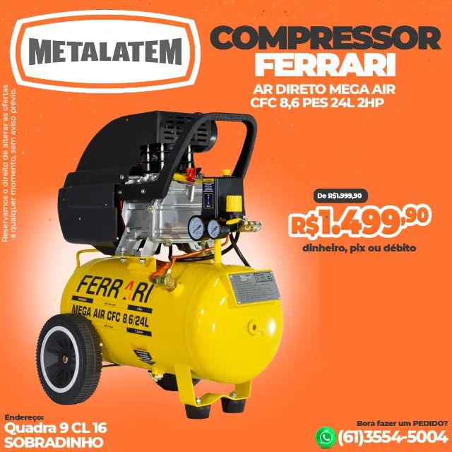 Compressor de Ar Ferrari Mega Air CFC 8,6 Pés 24L 2HP