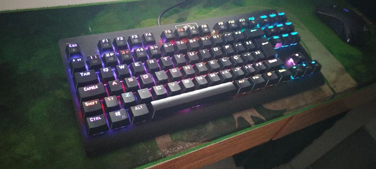 Teclado mecânico red dragon 80% switch blue RGB 