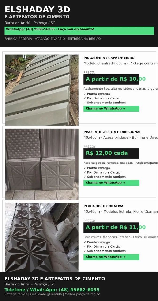Pingadeira e artefato de cimento e 3 d 
