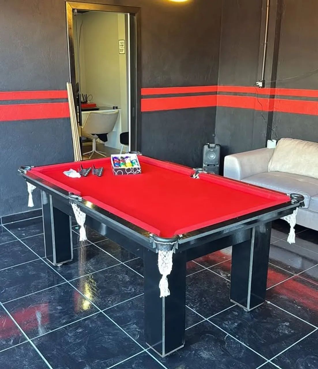? Mesa de sinuca com ardósia mineira, modelo rede