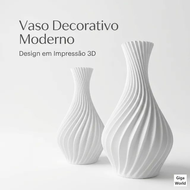 Kit 2 Vasos Decorativos Modernos em Espiral | Impressão 3D | Design Minimalista